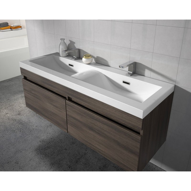 Belfry Bathroom 120 cm breiter wandmontierter Doppelwaschtisch Karlee